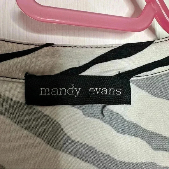 Mandy Evans Blouse Zippered Pockets Zebra Print Black & White Size  XL - Picture 6 of 16